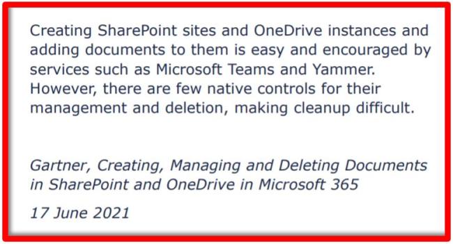 Gartner, Creating, Managing and Deleting Documents in SharePoint and OneDrive in Microsoft 365
